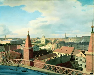 View of the City of Berlin with Altes Museum and Cathedral from the Roof of the Church of Friedrichswerder, 1834-35